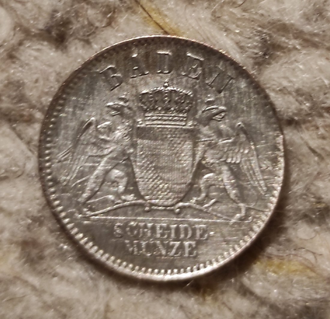  Baden 3 Kreuzer 1870 SILBER schlecht erhalten   