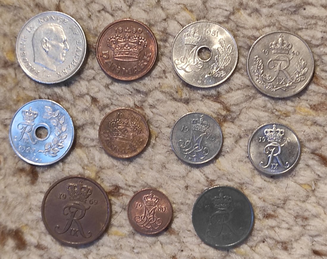  Dänemark 11 verschiedene Münzen   