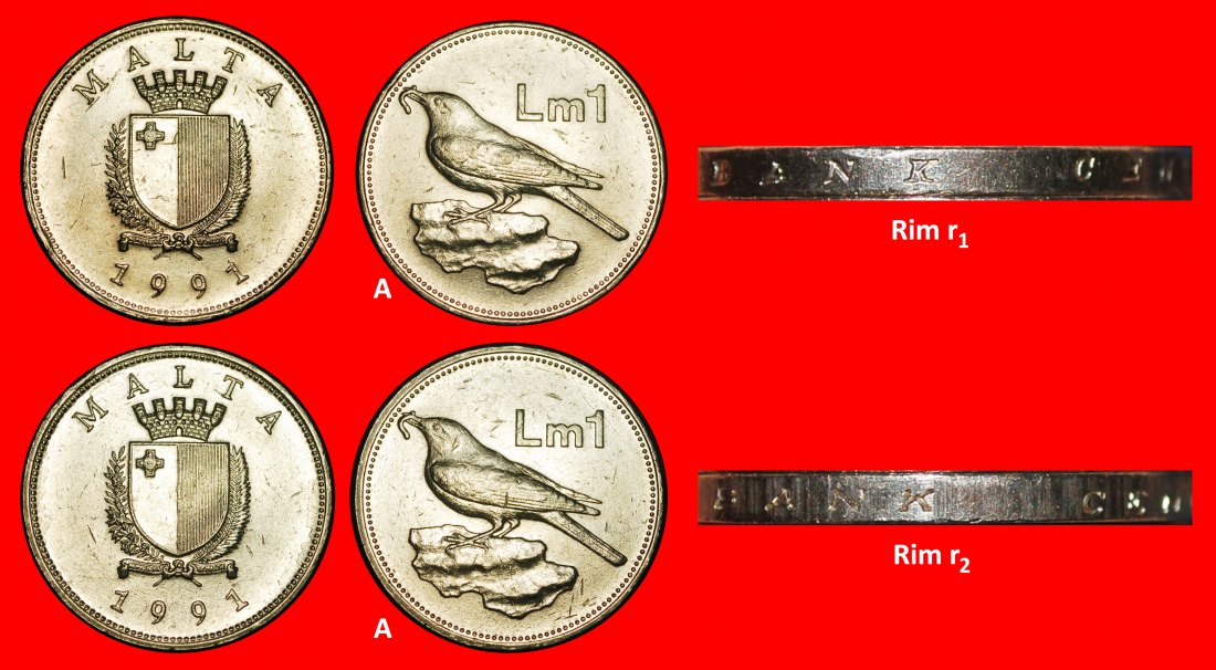  Ⰿ BIRD (1991-2007): MALTA ★ 1 POUND 1991! MINT LUSTRE! 2 DISCOVERY COINS!★LOW START ★ NO RESERVE!   