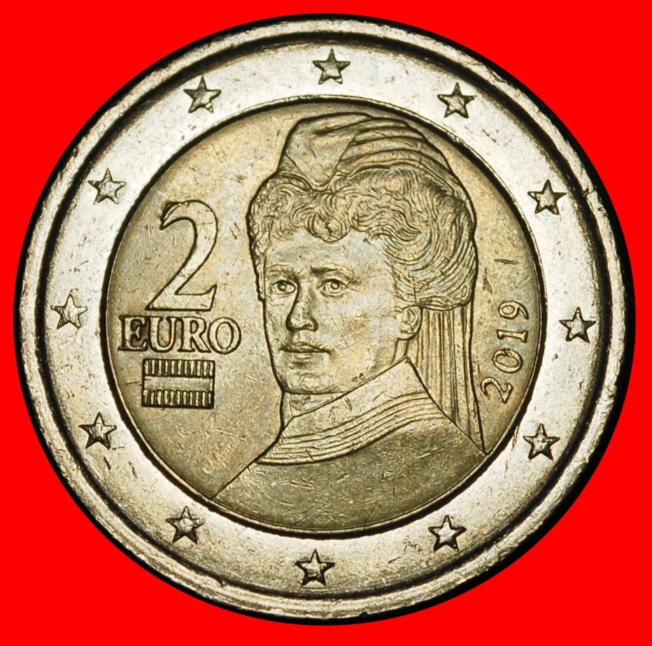  Ⰿ BERTHA VON SUTTNER 1843-1914: AUSTRIA★ 2 EUROS 2019! NON-PHALLIC 2008-2026★LOW START ★ NO RESERVE!   