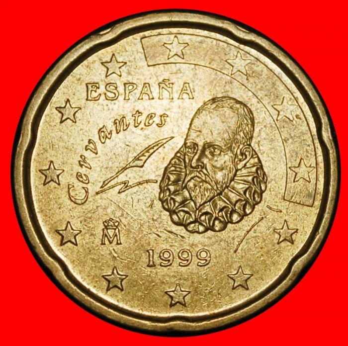 Ⰿ NORDISCHES GOLD (1999-2006): SPANIEN ★ 20 EUROCENT 1999 Cervantes (1547-1616)! ★OHNE VORBEHALT!