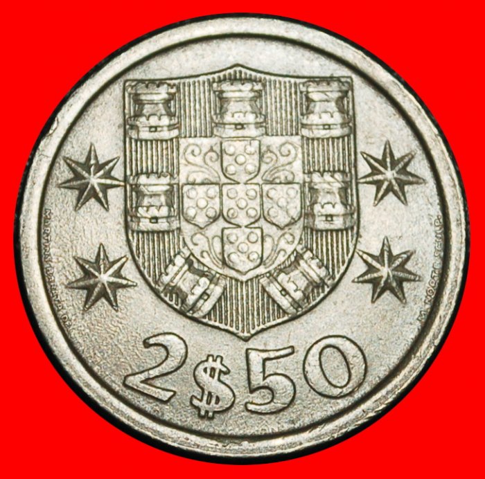  Ⰿ 25 SILVER BEZANTS (1963-1986): PORTUGAL ★ 2.50 ESCUDOS 1975 SHIP!★LOW START ★ NO RESERVE!   