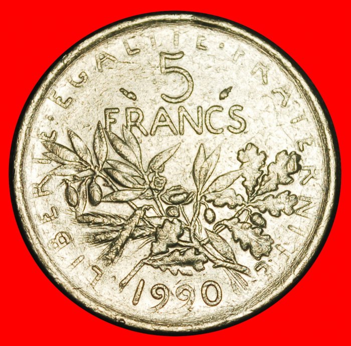  Ⰿ SUN (1960-2001): FRANCE ★ 5 FRANCS 1990! SOWER ERROR! NOT SILVER!★LOW START ★ NO RESERVE!   