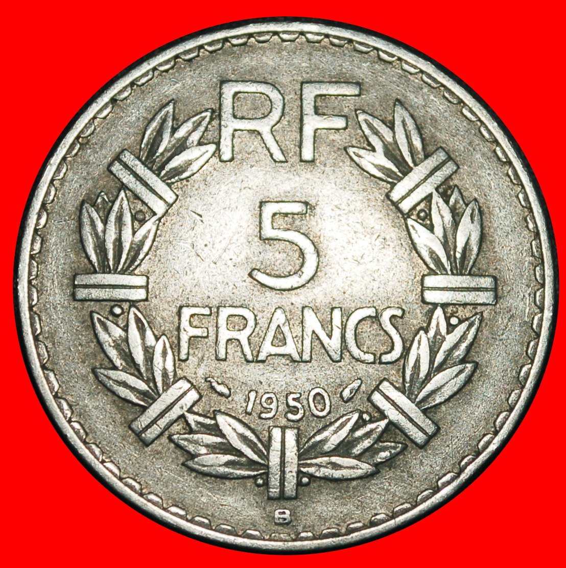  Ⰿ LAUREATE HEAD (1945-1952): FRANCE ★ 5 FRANCS 1950B! JUST PUBLISHED!★LOW START ★ NO RESERVE!   