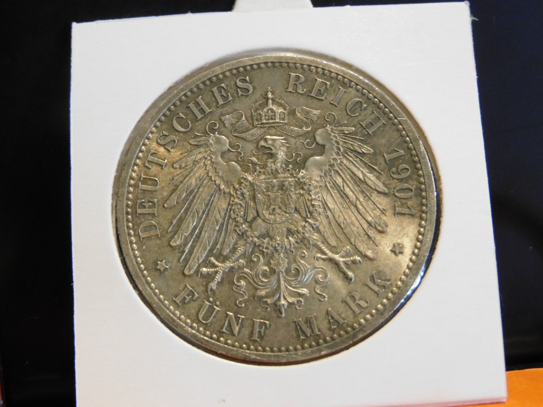  GERMANY 5 MARK 1901 PRUSSIA.GRADE-PLEASE SEE PHOTOS.   