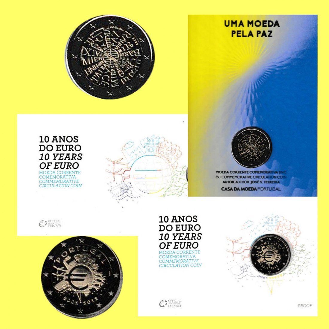  2x 2€-Sonderm. Portugal *Frieden* 2023 Stgl + *10 Jahre Euro* 2022 *PP*   