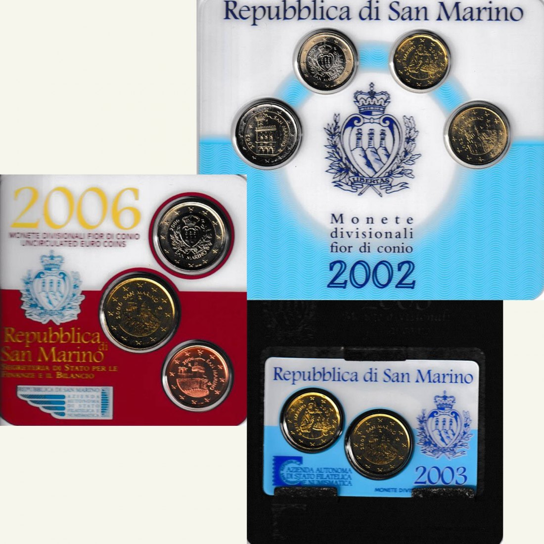  Offiz. 3 x Klein-KMS San Marino 2002 + 2003 + 2006 nur 40.000St!   