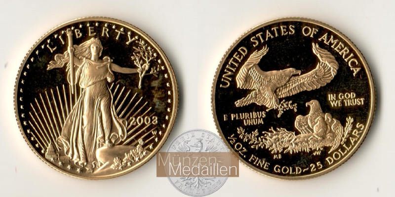 USA  25 Dollars MM-Frankfurt  Feingold: 15,5g Adler 2003 