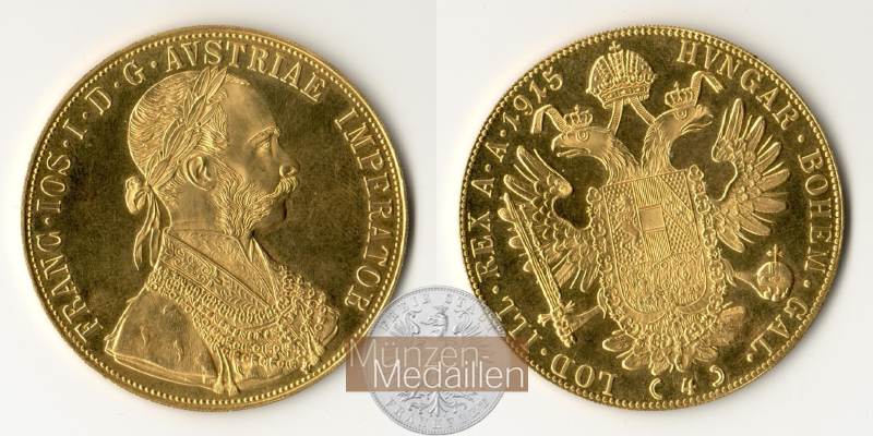 Österreich - Franz Joseph I. MM-Frankfurt  Feingold: 13,76g 4 Dukaten 1915 NP 