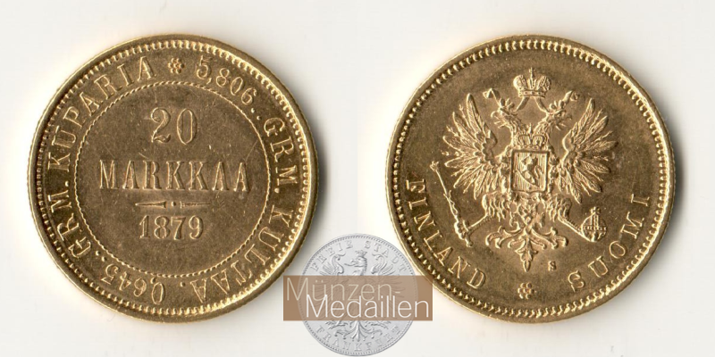 Finnland  20 Markkaa  1879 MM-Frankfurt Feingold: 5,81g   