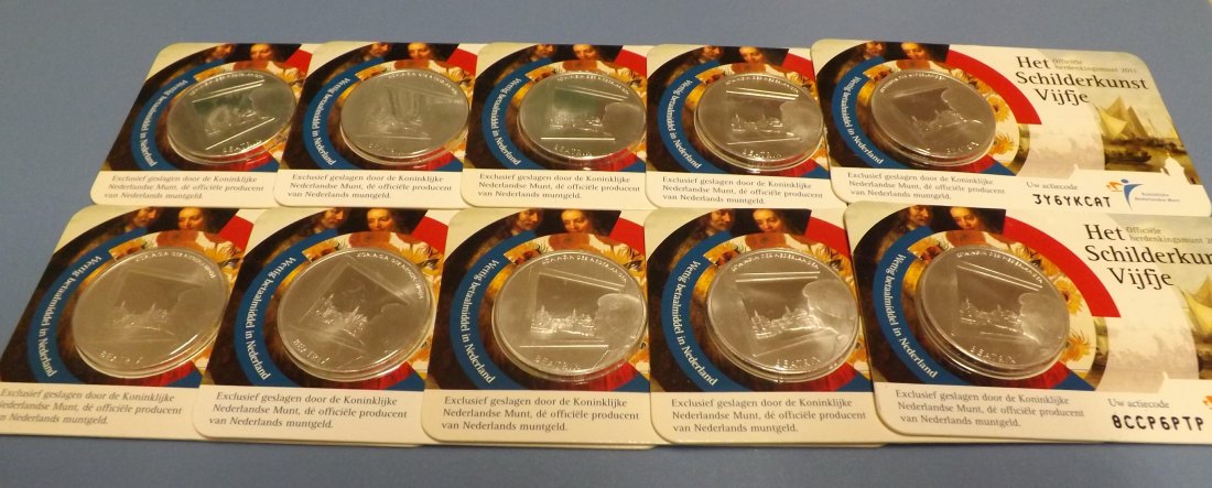  10 x 5 Euro-Coincard Niederlande 2011 Het Schilderkunst Fijvje   