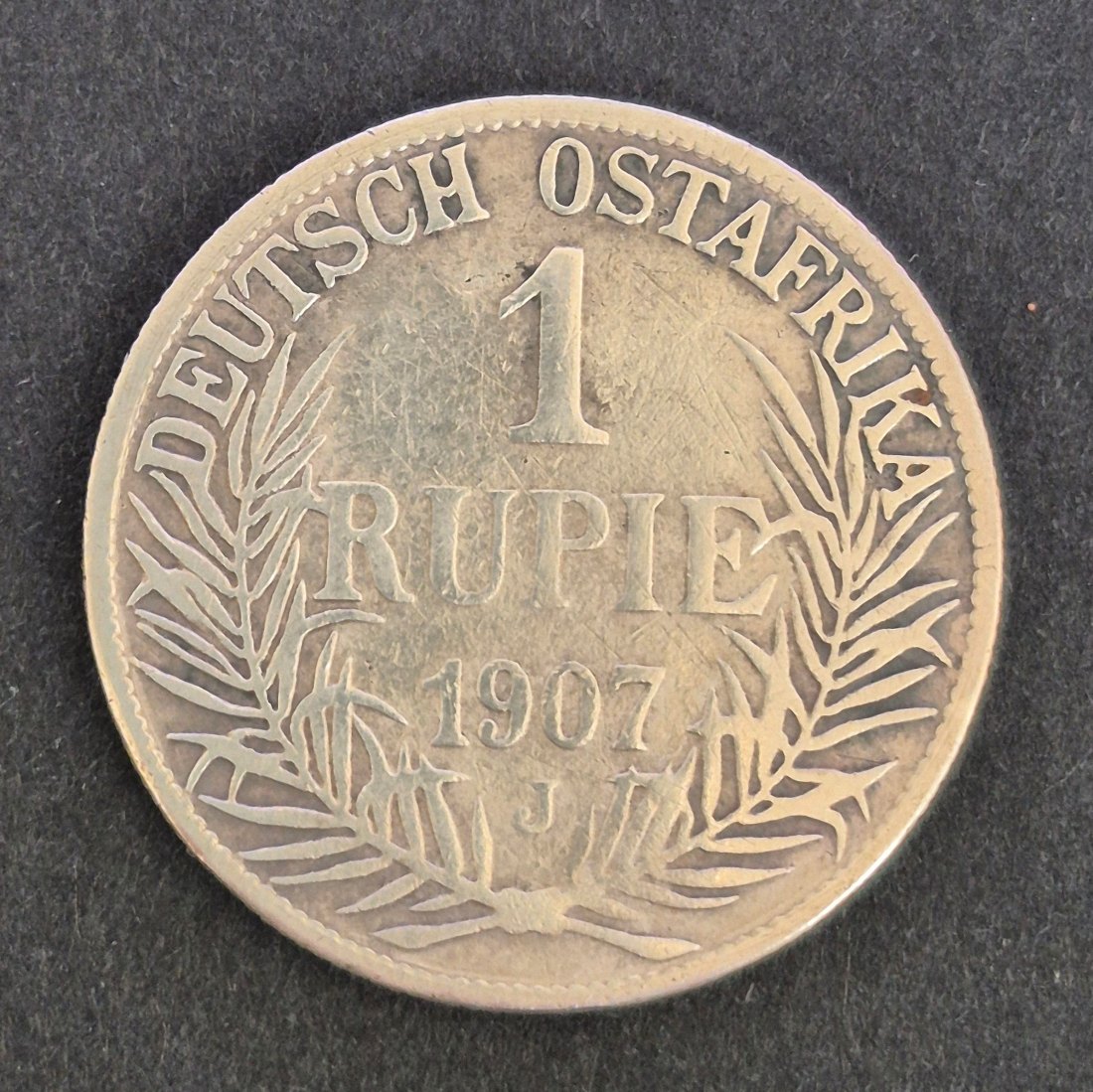  1 Rupie 1907 J, Deutsch-Ostafrika Besetzungszone, SILBER   