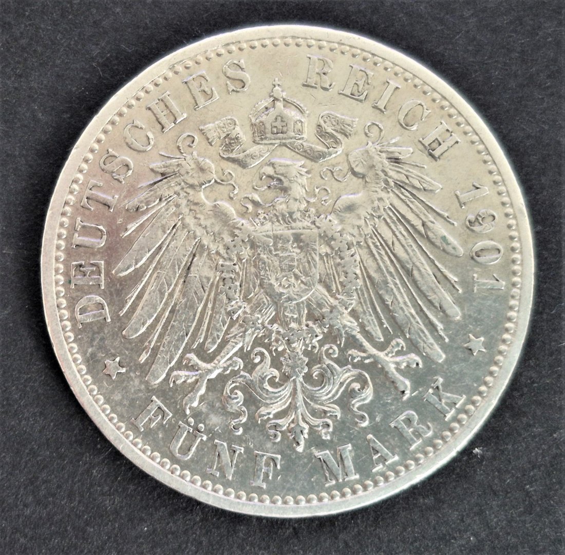  5 Mark 1901 D, Otto König von Bayern - Deutsches Reich, SILBER   