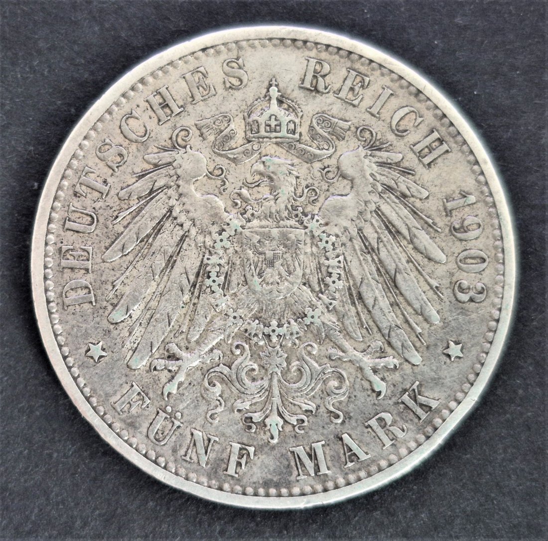  5 Mark 1903 J, Freie und Hansestadt Hamburg - Deutsches Reich, SILBER   