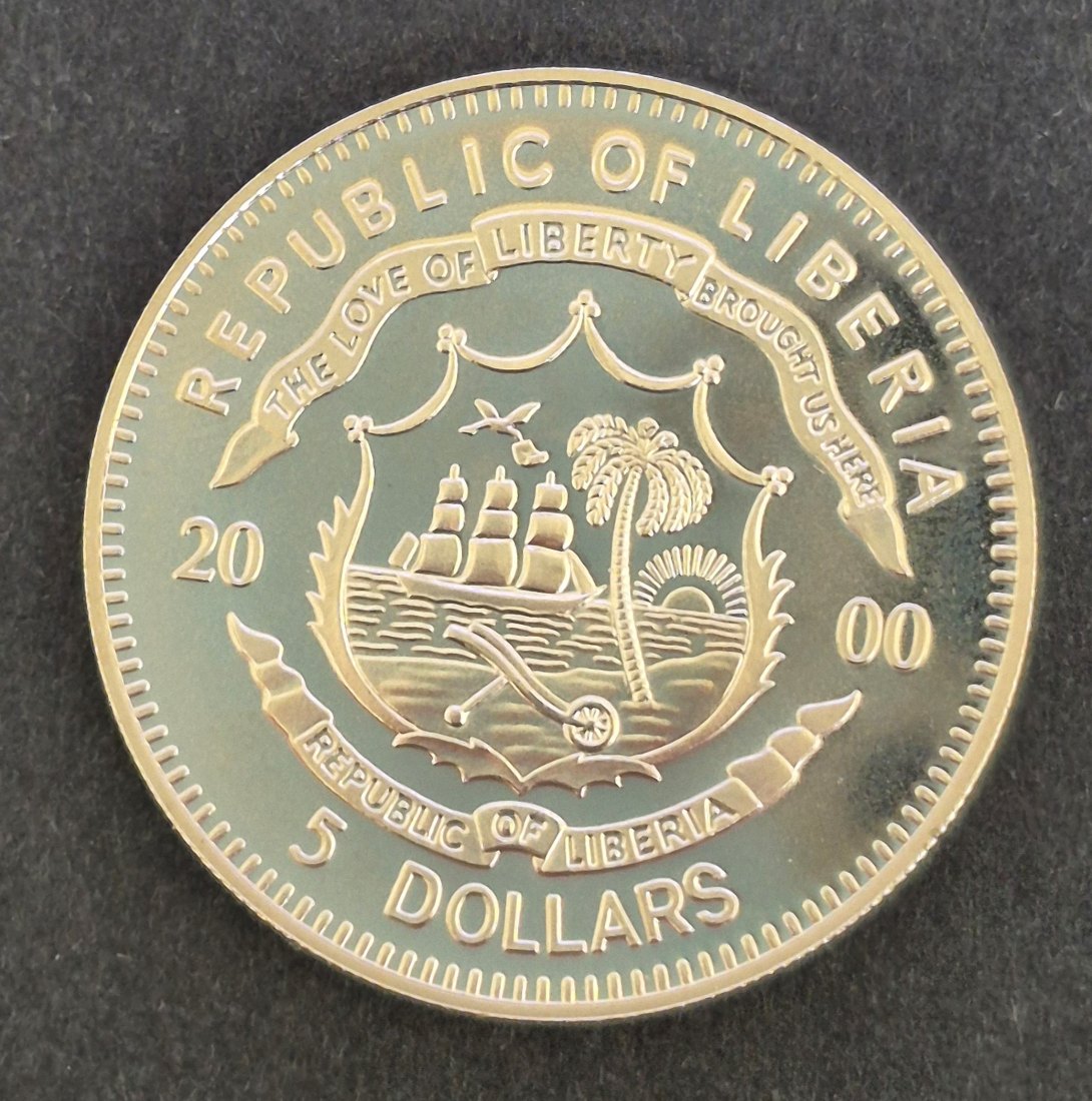  5 Dollars Millenium 2000, Rapublic of Liberia - Basilica of St Peter   