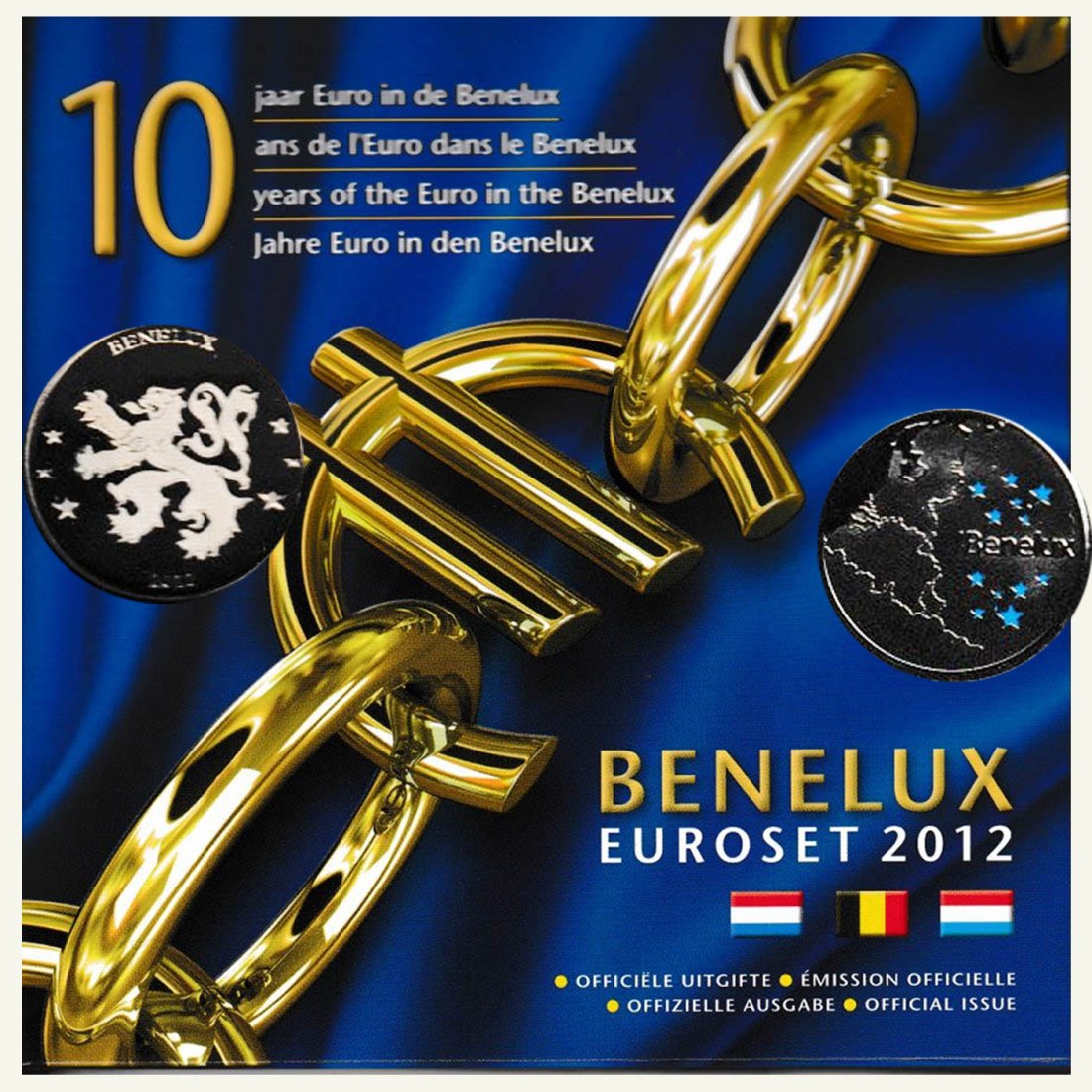  Offiz. KMS Benelux *10 Jahre Währungsunion* 2012 mit Farbmedaille nur 10.000St!   