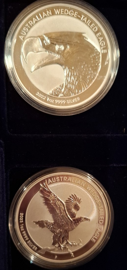  Australien 2 x 1 oz Silber Wedge tailed Eagle 2022 + 2023   