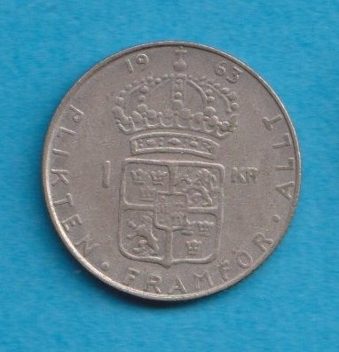  Schweden 1 Krone 1963 Silber   