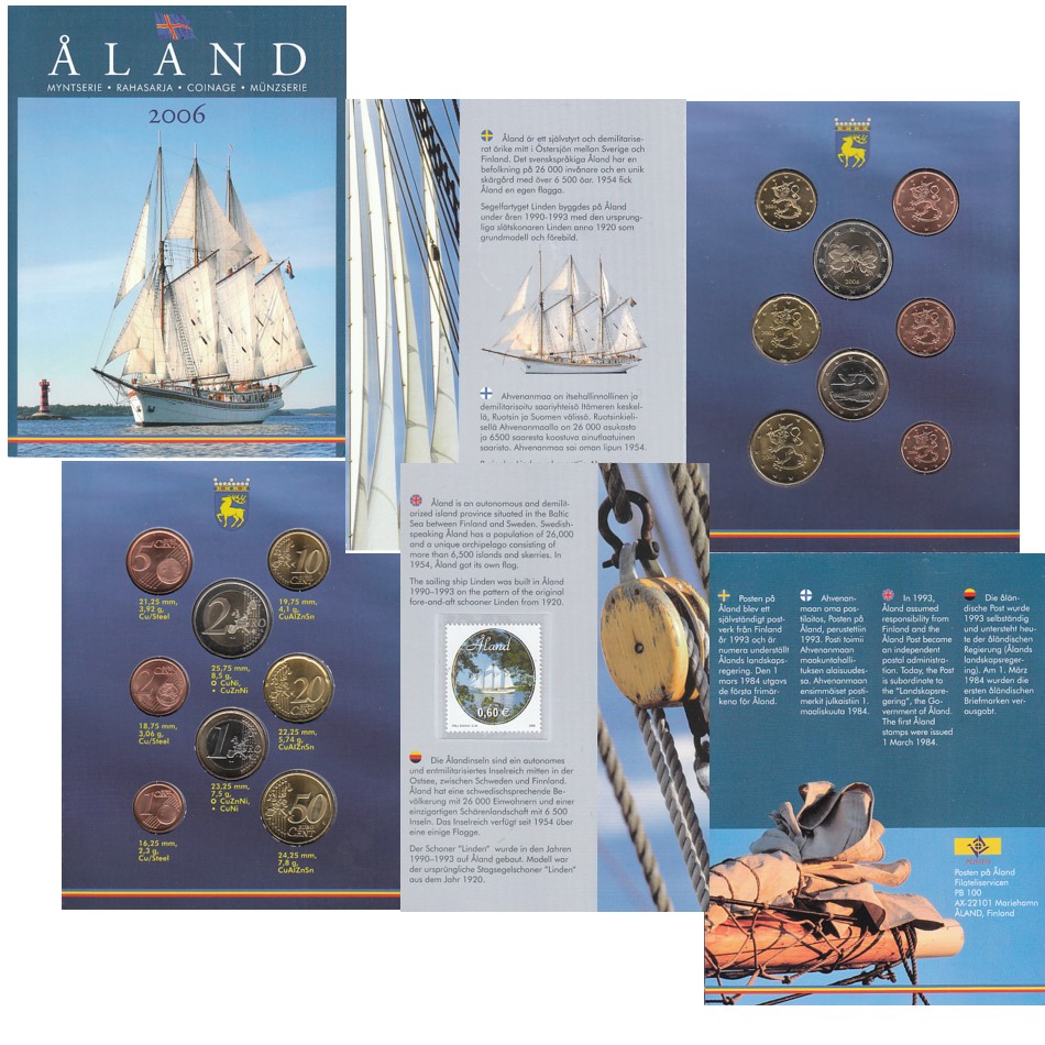  Offiz. Euro-KMS Finnland - Aland *Schoner Linden* 2006 mit Briefmarke nur 4.000St! Rar!   