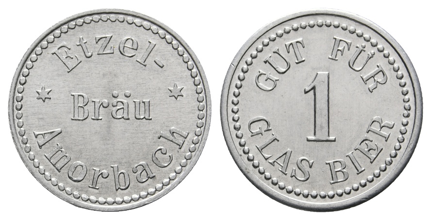  Bayern, Amorbach, Etzel-Bräu, Gut für 1 Glas Bier; Menzel 540   