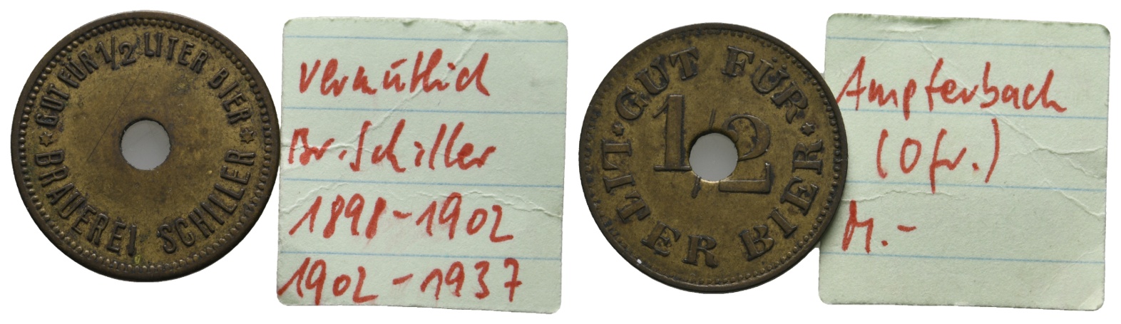  Bayern, Brauerei Schiller, gut für 1/2 Liter Bier; Menzel ?   