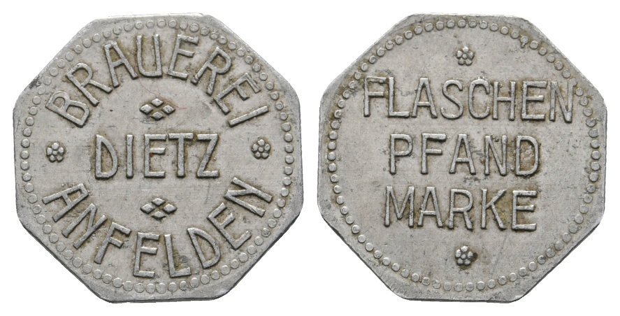  Bayern, Andfelden Brauerei Dietz, Flaschenpfandmarke; Menzel -   