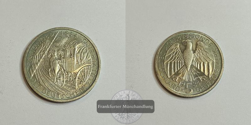  Deutschland 5 Deutsche Mark 1984 150 Jahre Deutscher Zollverein FM-Frankfurt   