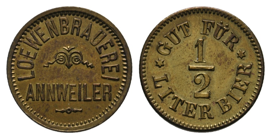  Bayern, Annweiler Loewenbrauerei, Gut Für 1/2 Liter Bier; Menzel 606.1   