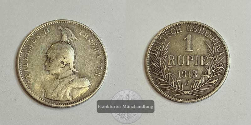  Deutsch-Ostafrika 1 Rupie 1914 J FM-Frankfurt Feinsilber: 10,69g   