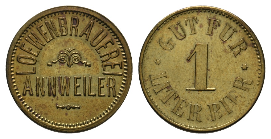  Bayern, Annweiler Loewenbrauerei, Gut Für 1 Liter Bier; Menzel 606.2   
