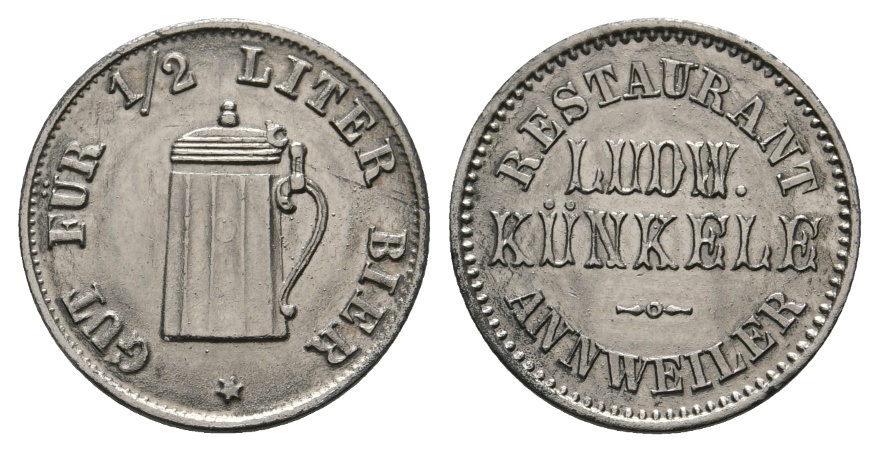  Bayern, Annweiler Restaurant Lud.Künkele, Gut Für 1/2 Liter Bier; Menzel 608   