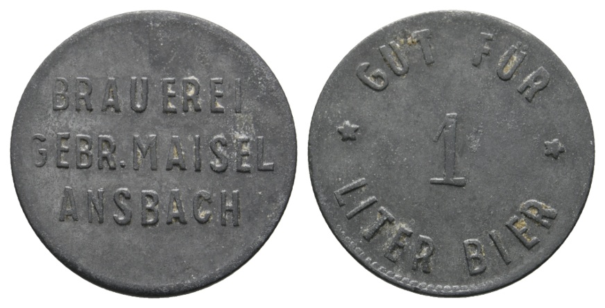 Bayern, Ansbach Brauerei Gebr. Maisel, Gut Für 1 Liter Bier; Menzel 611   