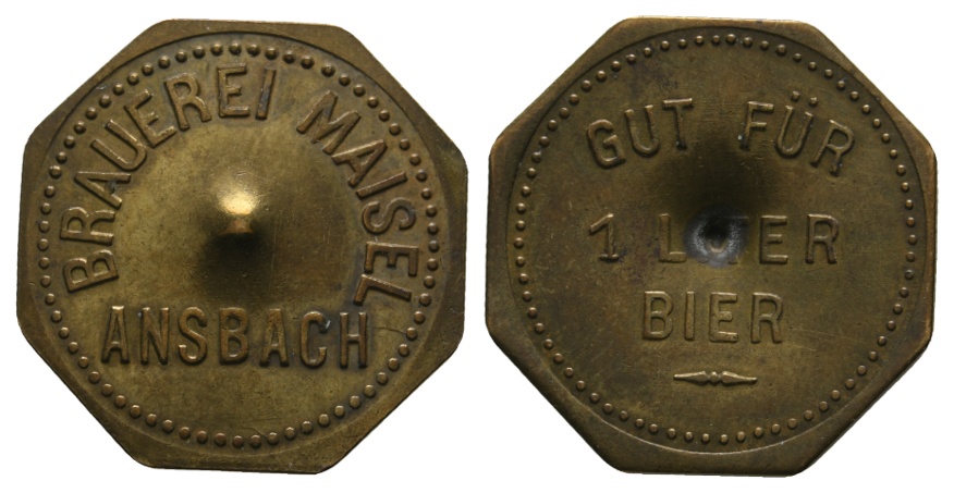  Bayern, Ansbach Brauerei Gebr. Maisel, Gut für 1 Liter Bier; Menzel 613.2   