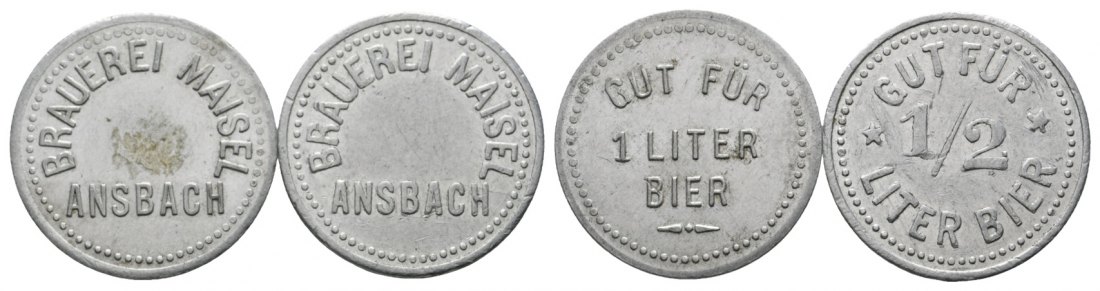  Bayern, Ansbach Brauerei Gebr. Maisel, Gut für 1 Liter Bier (2 Stück); Menzel 613.3   