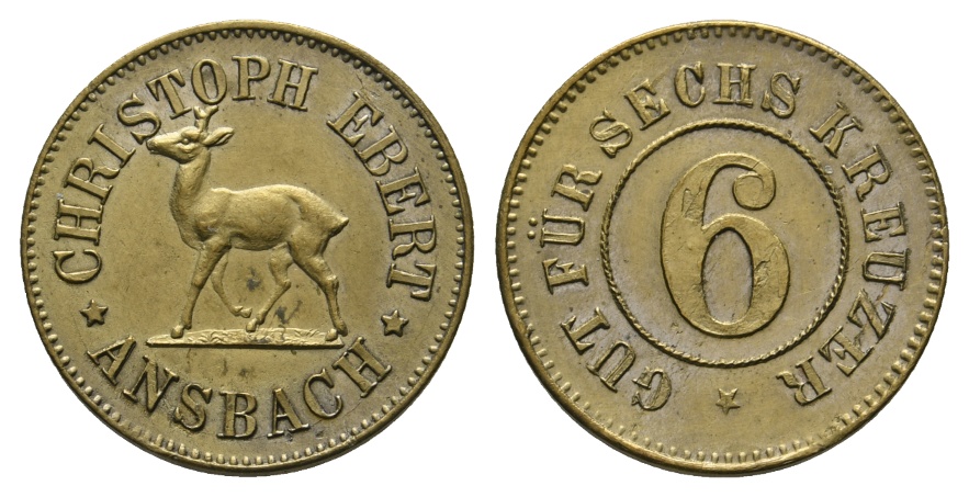  Bayern, Ansbach Christoph Ebert, Gut für sechs Kreuzer; Menzel 614.2   