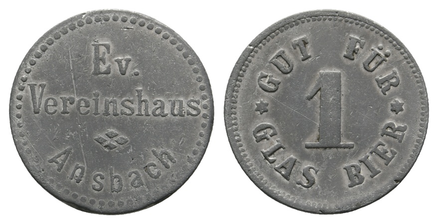  Bayern, Ansbach Ev. Vereinshaus, Gut für 1 Glas Bier; Menzel 615   