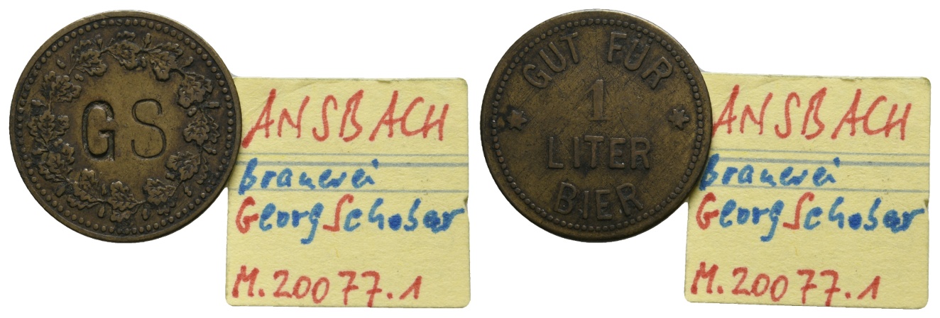  Bayern, Ansbach, GS, Gut für 1 Liter Bier ; Menzel 617   