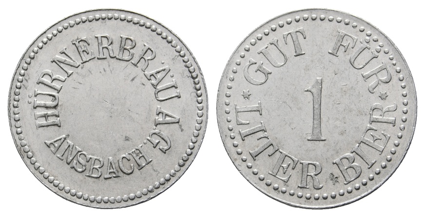  Bayern, Ansbach, Hürnerbräu A.G., Gut für 1/2 Liter Bier; Menzel 622.6   
