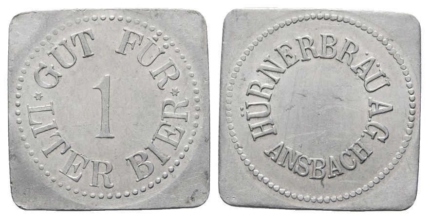  Bayern, Ansbach, Hürnerbräu A.G., Gut für 1 Liter Bier; Menzel 622.8   
