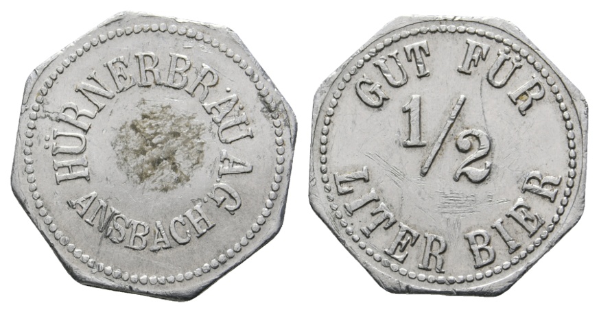  Bayern, Ansbach, Hürnerbräu A.G., Gut für 1/2 Liter Bier; Menzel 622   