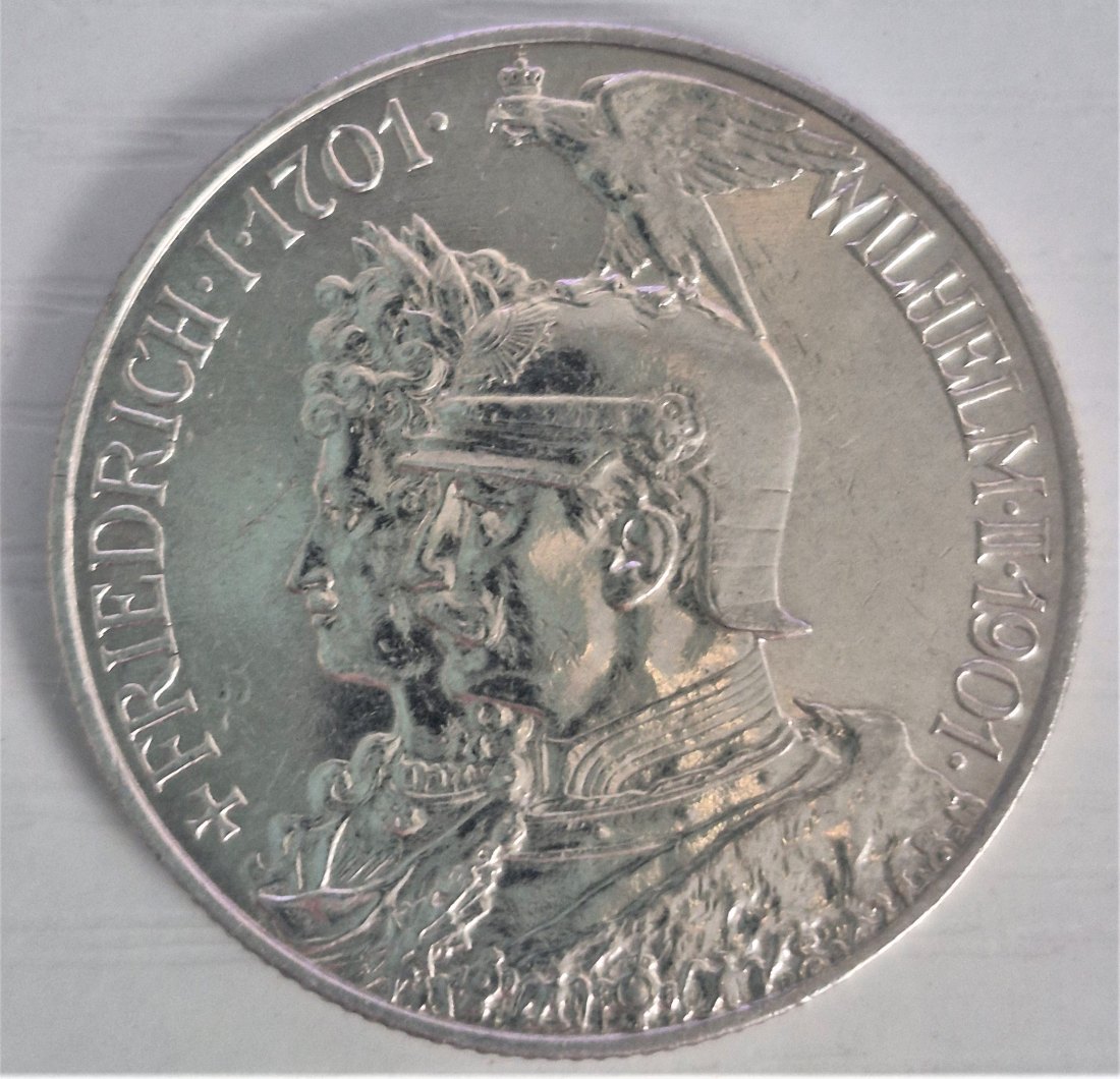  2 Mark 1901, Preussen Friedrich Wilhelm Stgl., SILBER   