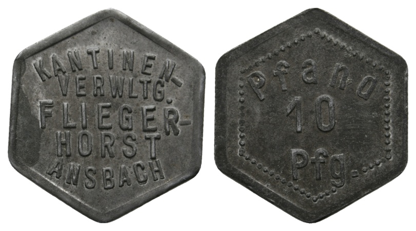  Bayern, Ansbach, Kantinen-Verwltg. Fliegerhorst, Pfand 10 Pfg.; Menzel 626   
