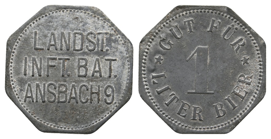  Bayern, Ansbach9, Landst. Inft. Bat., Gut für 1 Liter Bier; Menzel 629.2   
