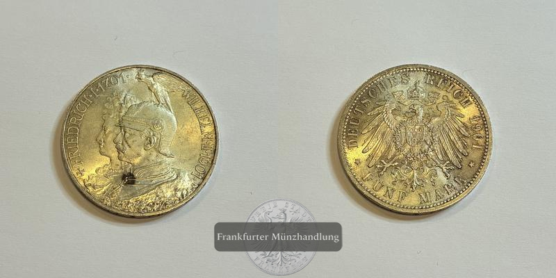  Dt. Kaiserreich Preussen, 5 Mark 1901 Wilhelm II. FM-Frankfurt KM#526 Feinsilber: 25g   