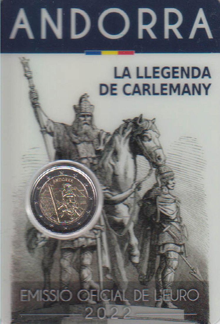 Offiz. 2 Euro-Sondermünze Andorra *Die Legende von Karl dem Großen* 2022   