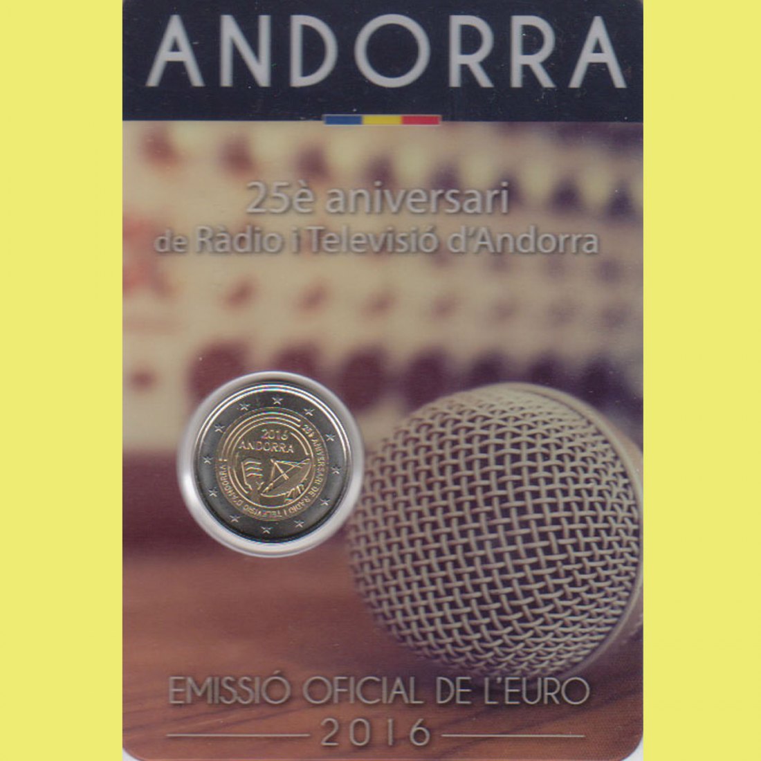  Offiz. 2 Euro-Sondermünze Andorra *25 Jahre Staatsrundfunk von Andorra* 2016   