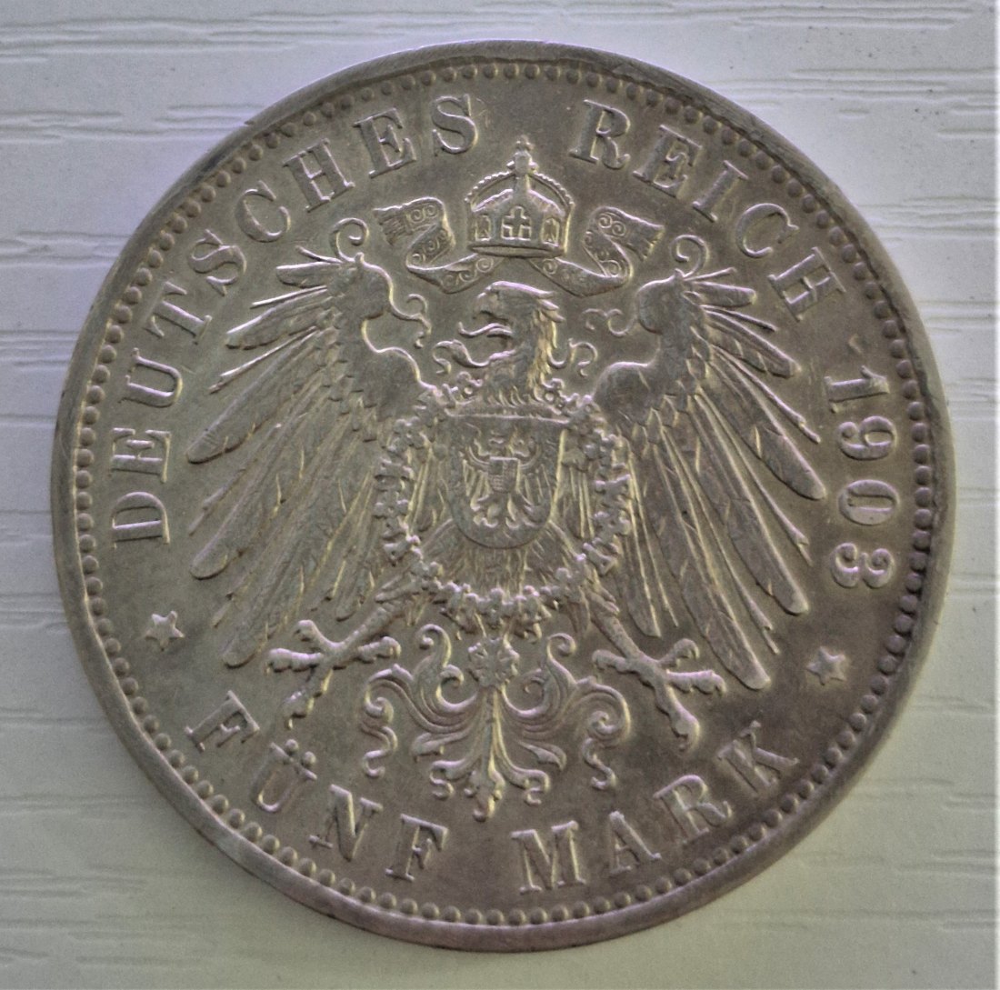  5 Mark 1903 G, Friedrich Großherzog von Baden, SILBER   