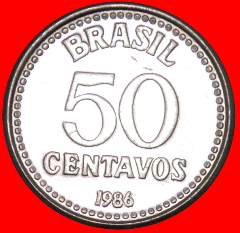  Ⰿ SOUTHERN CROSS: BRAZIL ★ 50 CENTAVOS 1986! MINT LUSTRE! LOW START ★ NO RESERVE!   