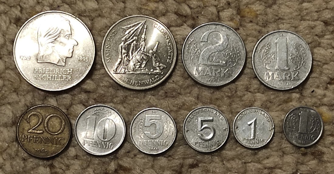  Set 285: DDR 10 verschiedene Münzen   