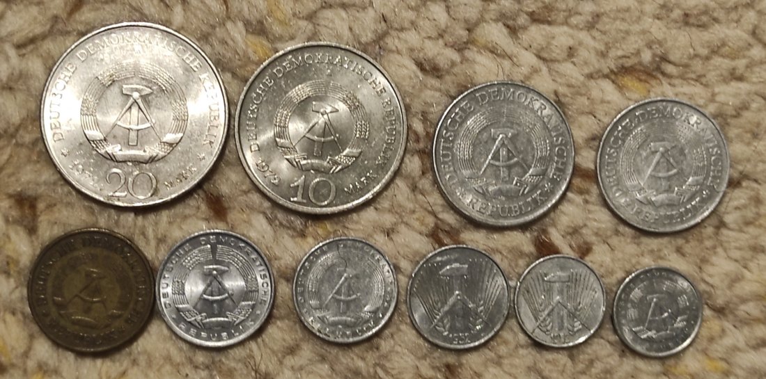  Set 285: DDR 10 verschiedene Münzen   